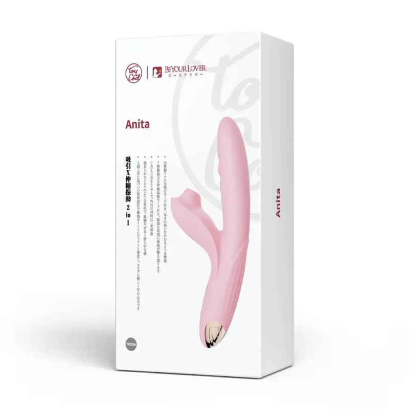 Вібратор-кролик BeYourLover Anita з вакуумом, фрикціями і підігрівом, рожевий