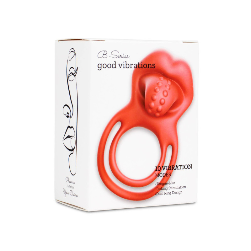 Ерекційне віброкільце Dual Ring Tongue Vibe Red