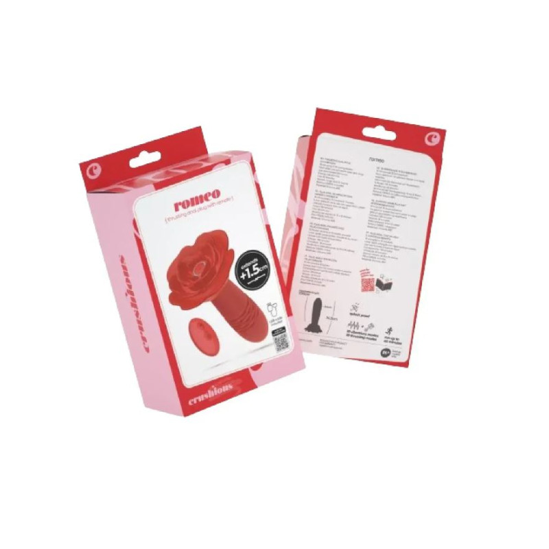 Анальная пробка роза с вибрацией и фрикциями Romeo Crushious