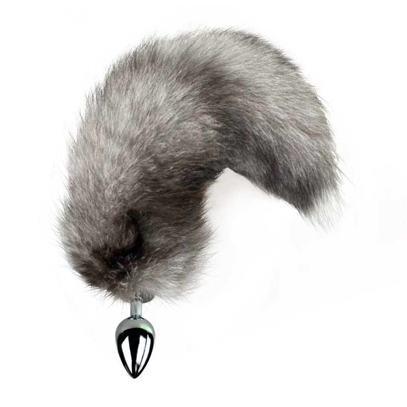 Металева анальна пробка з хвостом із натурального хутра Art of Sex size M