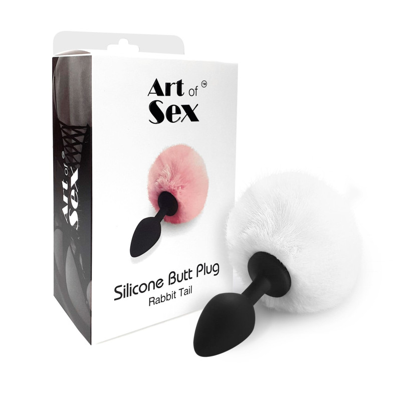 Силиконовая анальная пробка М Art of Sex - Silicone Butt plug Rabbit Tail