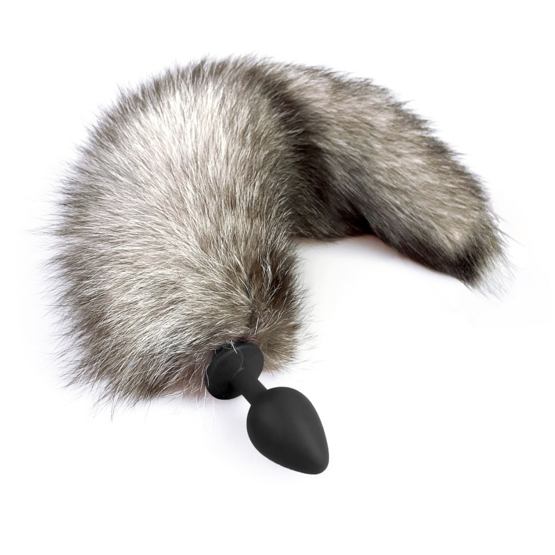 Силіконова анальна пробка з хвостом із натурального хутра Art of Sex size M