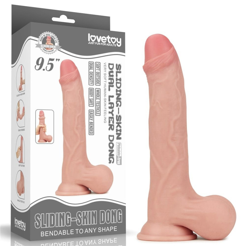 Реалістичний фалоімітатор із рухомою шкірою LoveToy Sliding Skin 9,5