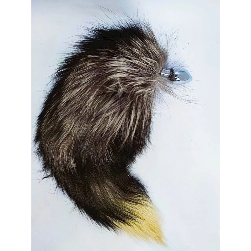 Металева анальна пробка з хвостом DS Fetish