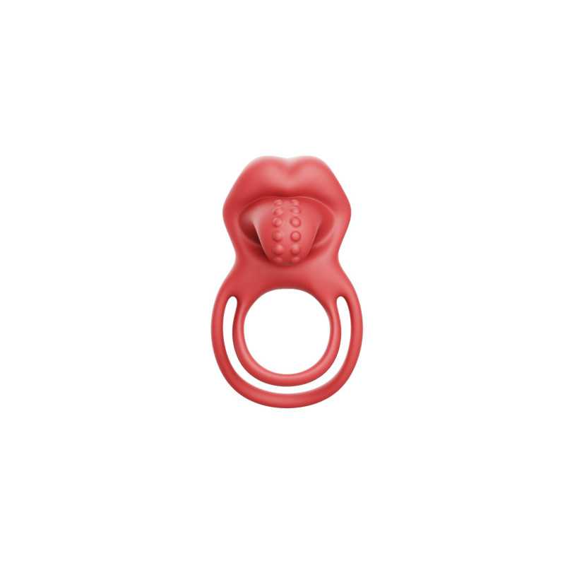 Ерекційне віброкільце Dual Ring Tongue Vibe Red