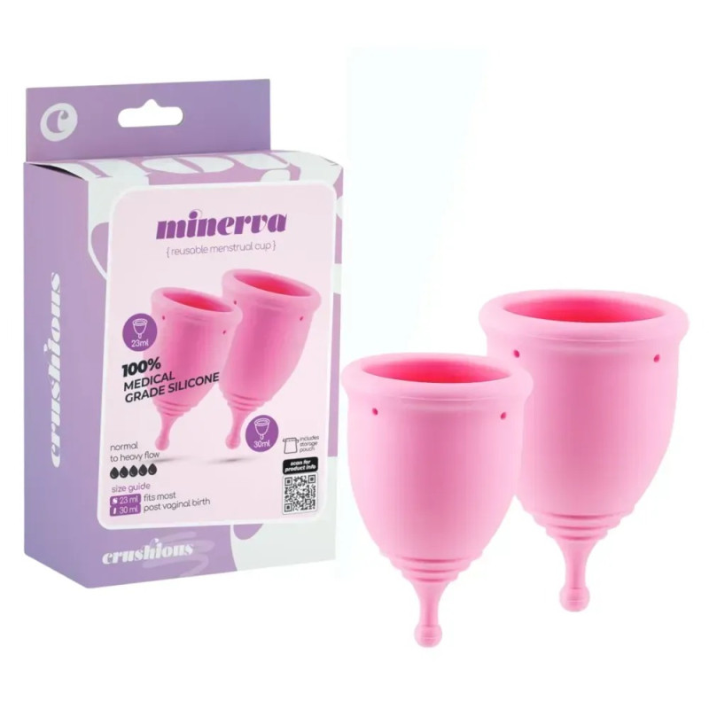 Набір менструальних чашок CRUSHIOUS Minerva, S і L, з чохлом
