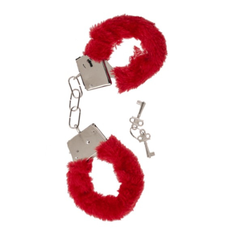 Червоні наручники з хутром Plush Handcuffs With Keys Red