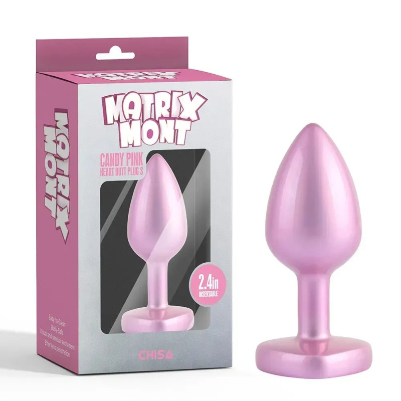 Анальна пробка рожева з камнем у вигляді серця CHISA MATRIX MONT