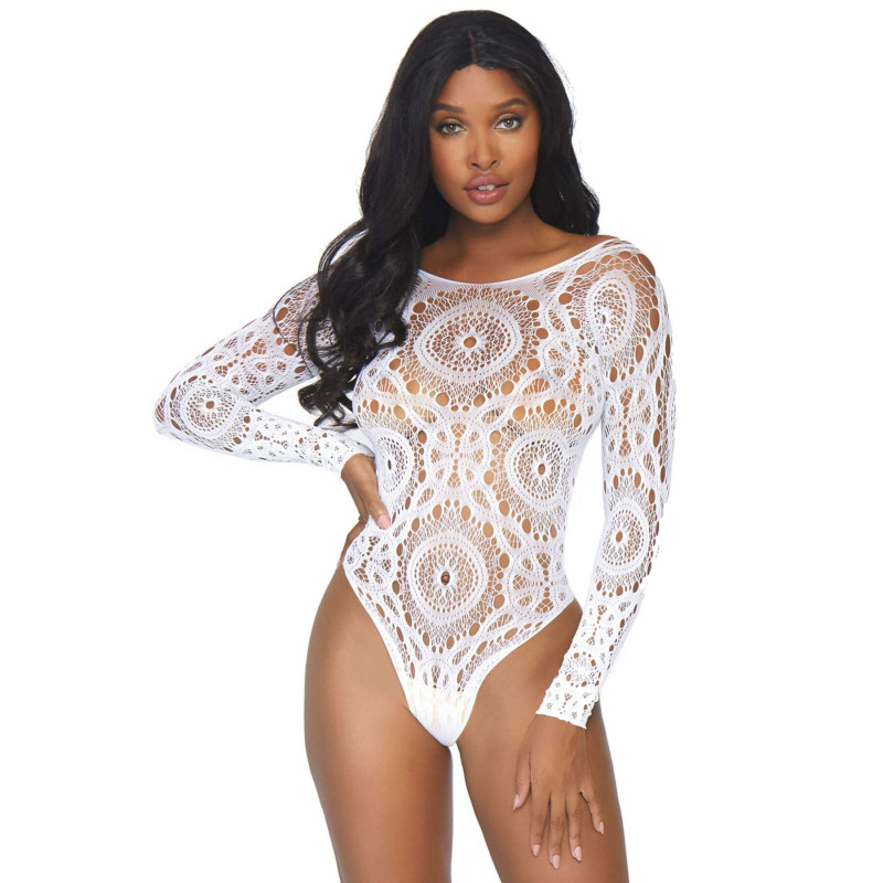 Эротическое боди-бодистокинг Leg Avenue Snap crotch thong back teddy White