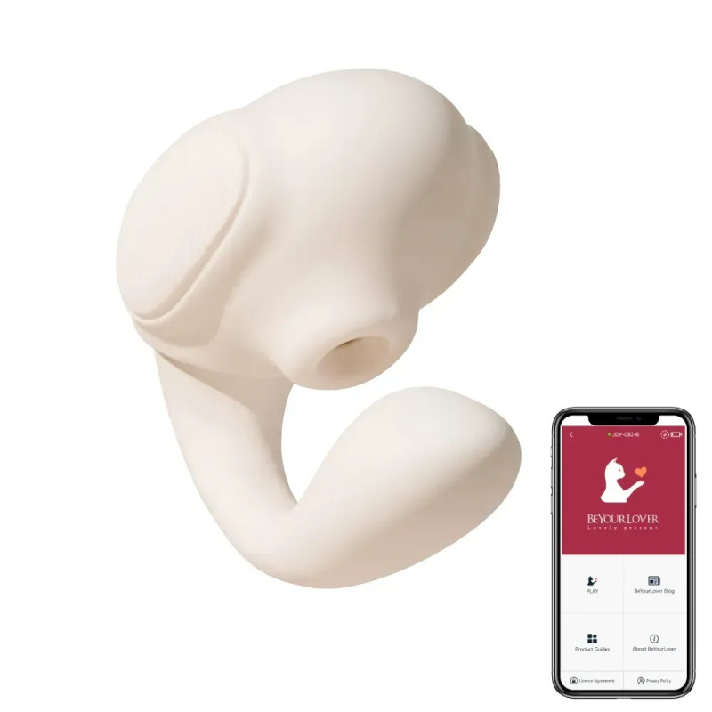 Вібратор 3-в-1 BeYourLover TILLY з вакуумом, додатком, пульсацією та управлінням стисканням