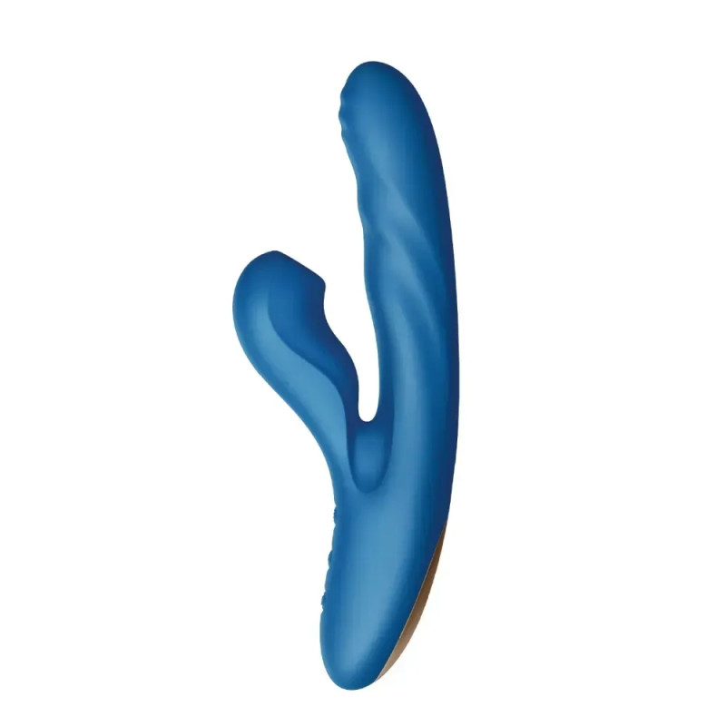 Вібратор-кролик BeYourLover OTTO з вакуумом, підігрівом і фрикціями, синій