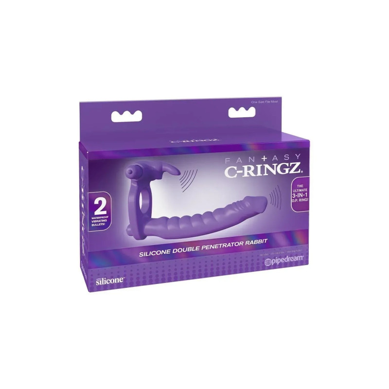 Насадка на член для двойного проникновения с вибрацией Pipedream, фиолетовая, 19.5 х 2.7 см